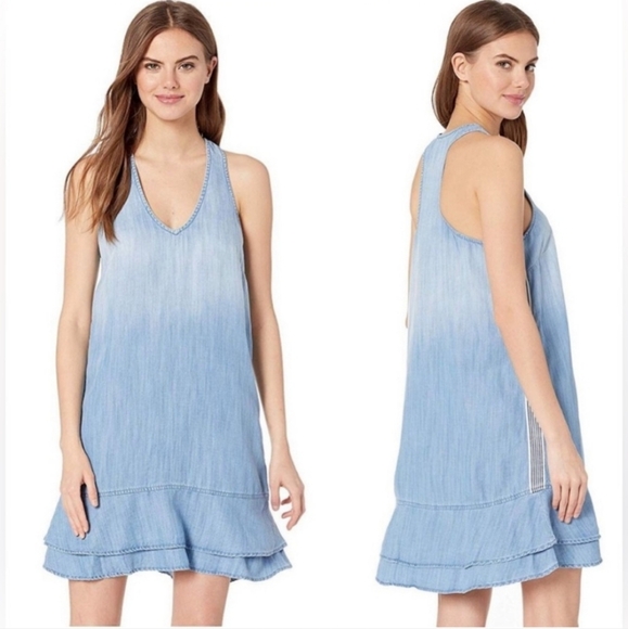 BELLA DAHL- Racer Back Stripe Trim Dress in Silverlake Wash size Large - Picture 5 of 8